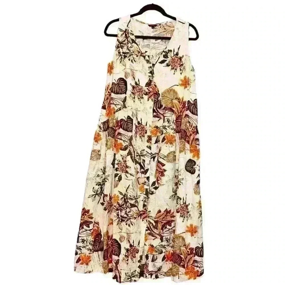 Florydays Size M Boho Floral Print Maxi Dress Comfy Flowing Natural - Picture 1 of 16